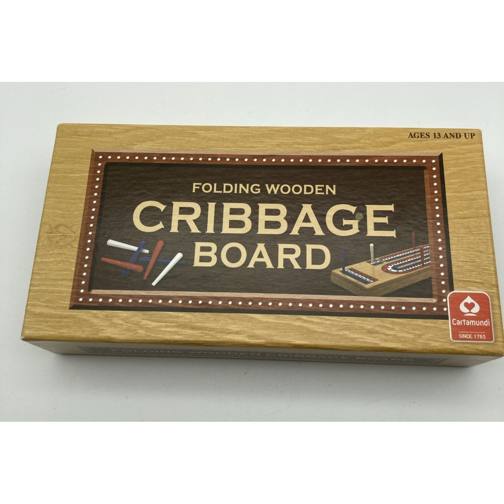 Cribbage Board by Cartamundi, Folding  Wooden Red White And Blue Styling